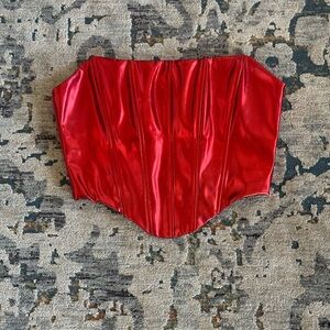 Red Satin Corset Top